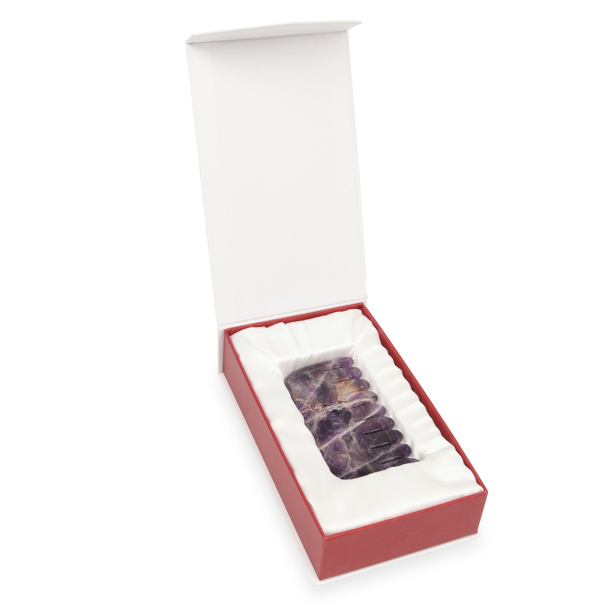 Amethyst Crystal Hair Comb in packaging