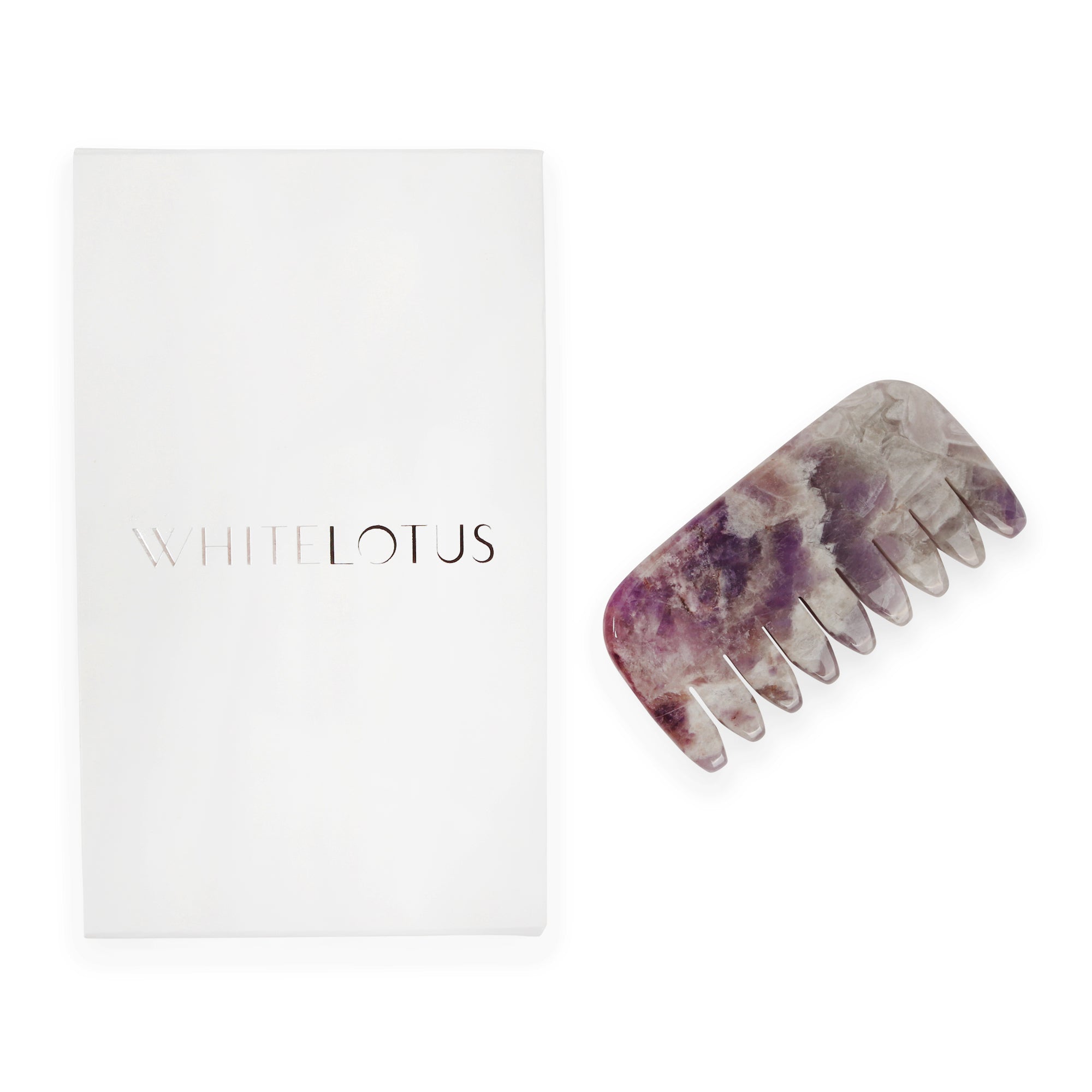 Amethyst Crystal Hair Comb lying flat
