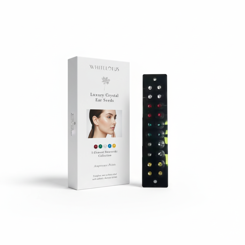 Crystal ear seeds 5 element colours red green clear blue yellow