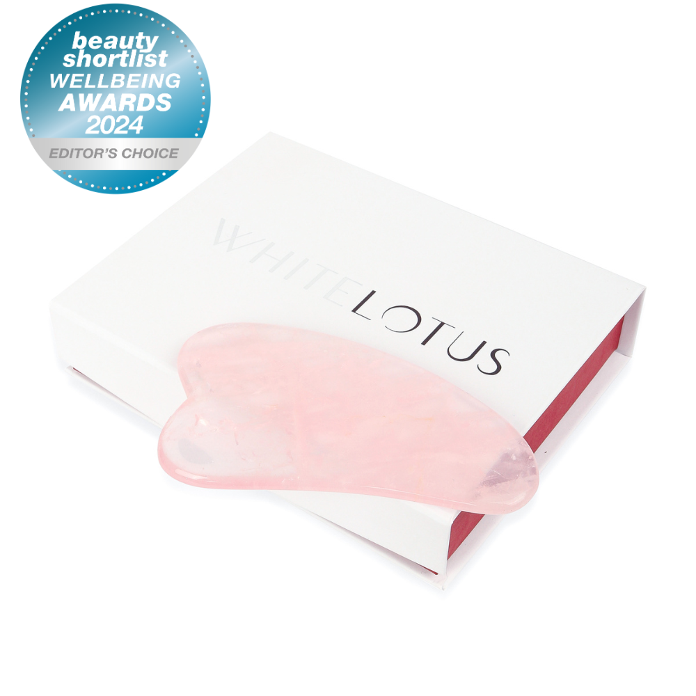 Rose Quartz Gua Sha Tool - Natural Chemical Free Crystal in a Signature Silk Lined Box