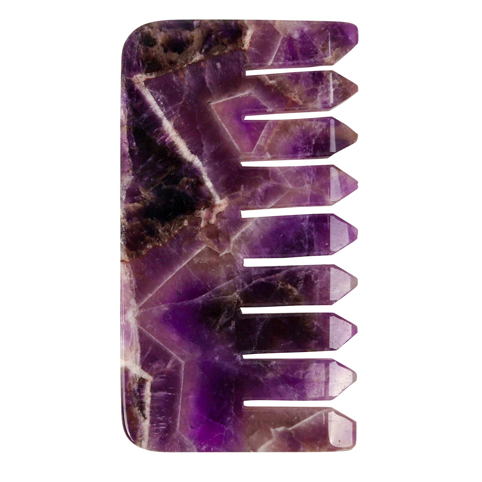 Amethyst Crystal Hair Comb side vertical shot