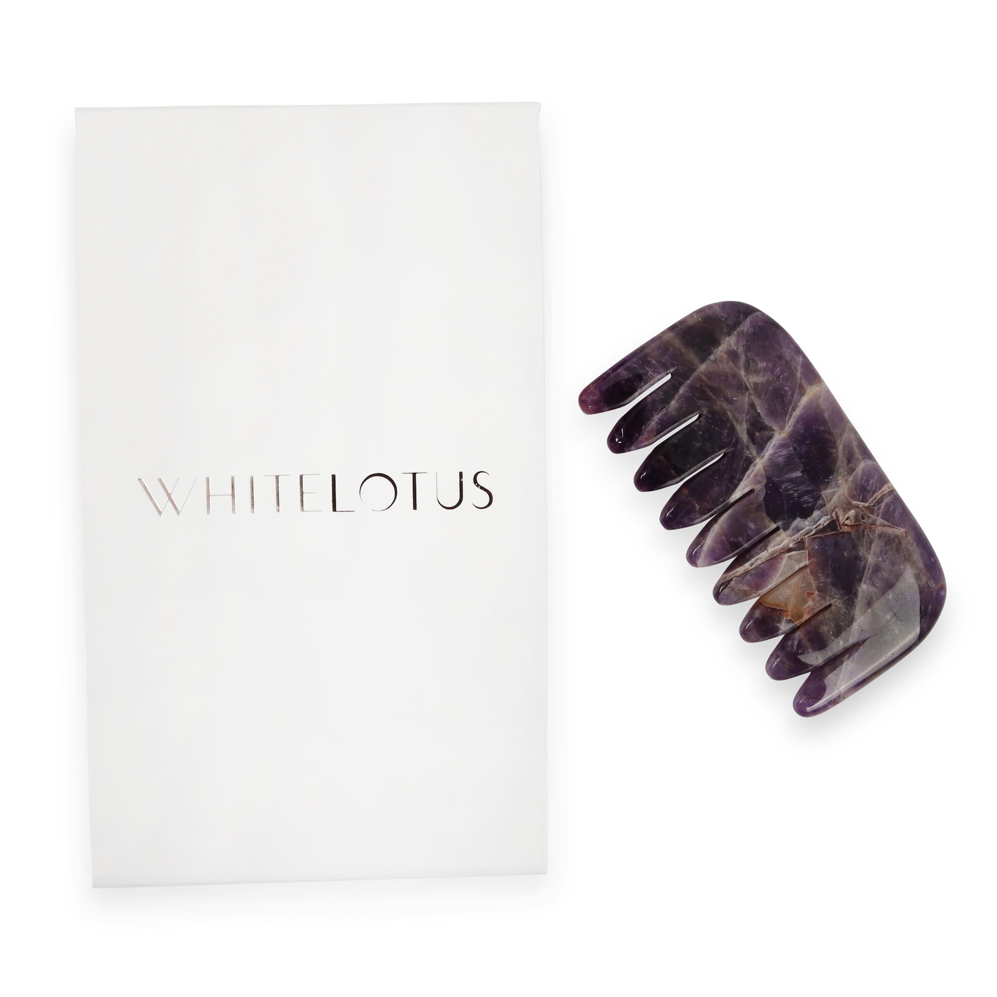 amethyst crystal comb with packaging
