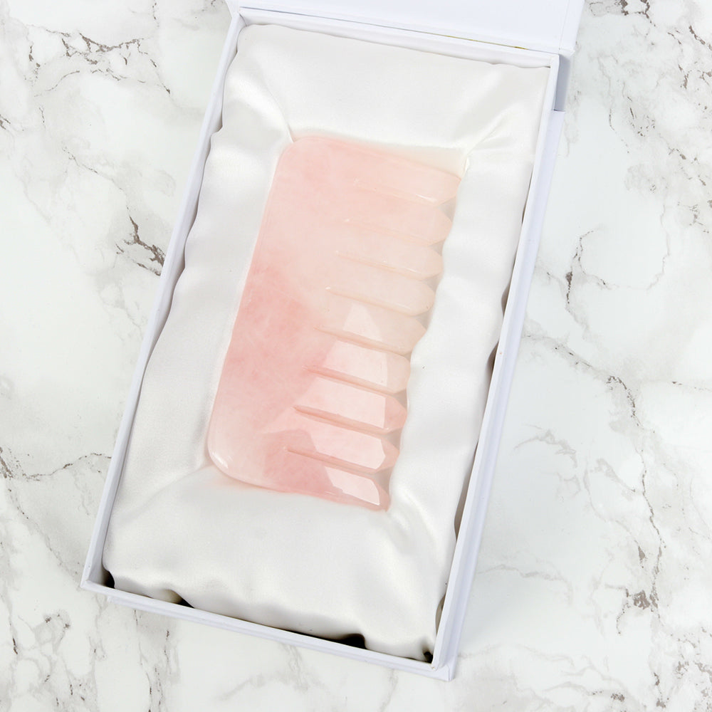 Rose Quartz Comb - Natural Chemical Free Crystal for Silky Luxurious Hair