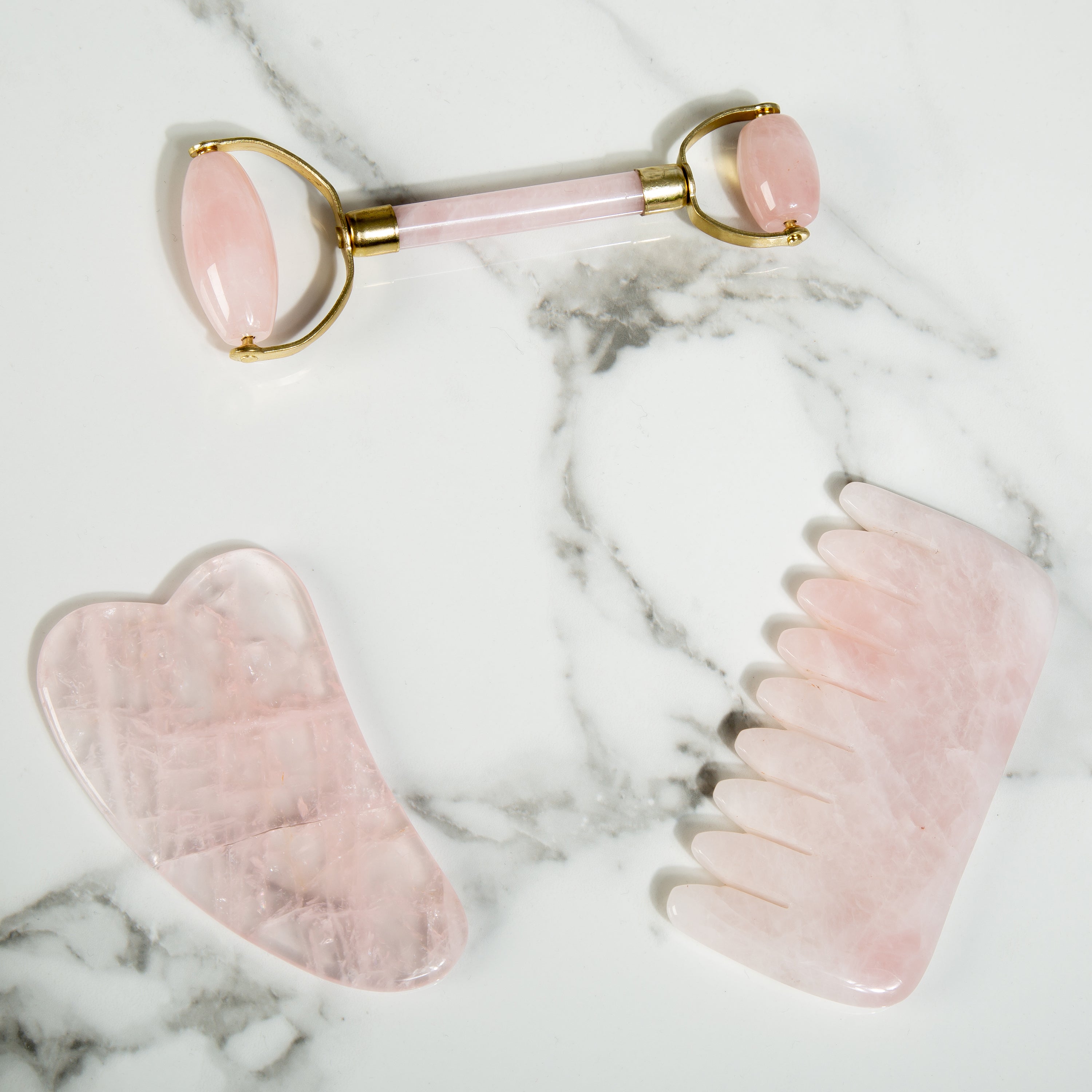 Rose Quartz Gua Sha Tool - Natural Chemical Free Crystal in a Signature Silk Lined Box